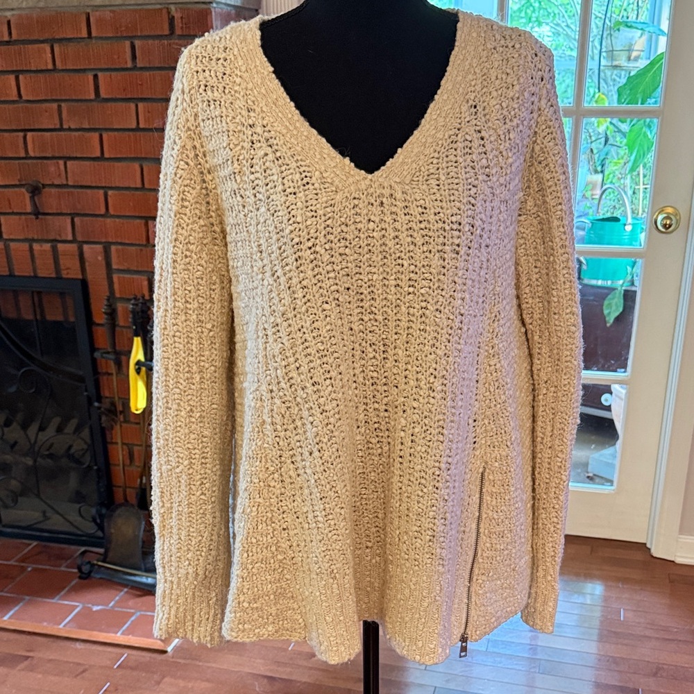 Moth Cream V-Neck Women's Sweater